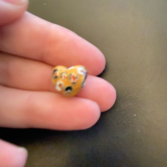 2 heart shaped animal print beads for a bracelet such as Pandora - Picture 3 of 6